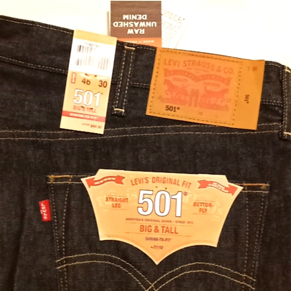 Levi's 501 raw nwt 46/30 indigo dark blue